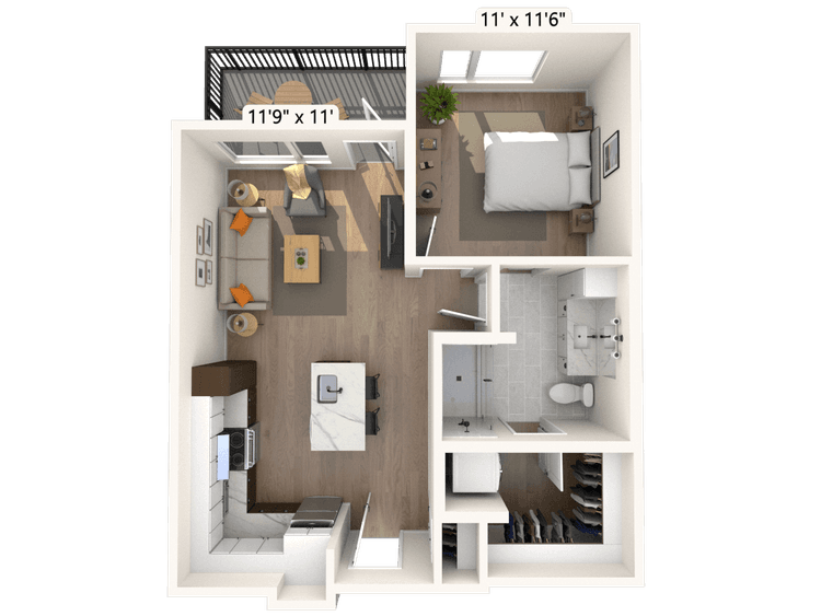 Floorplan image of unit II E-205