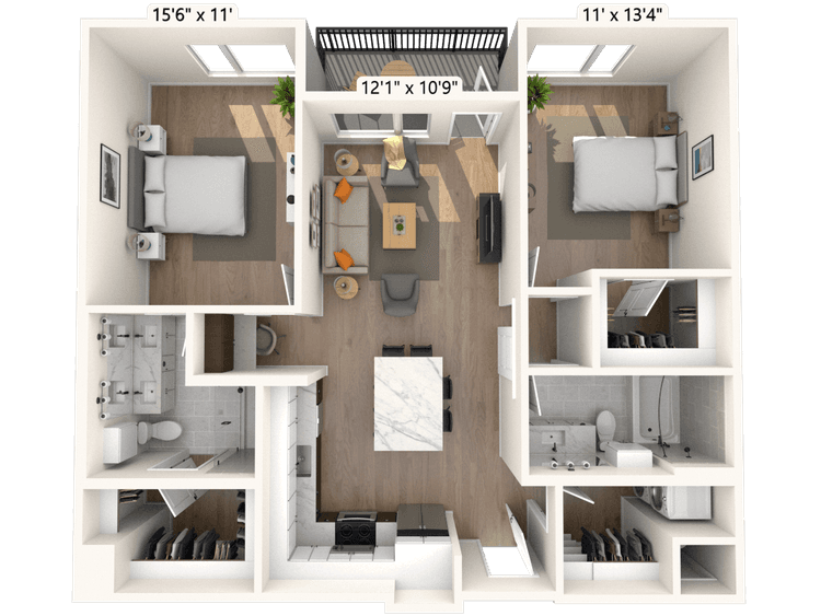 Floorplan image of unit II E-312