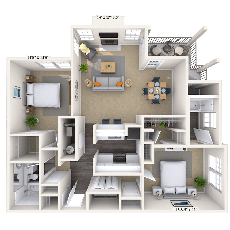 Floorplan image of unit 2523