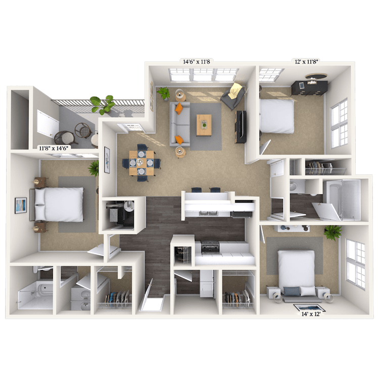 Floorplan image of unit 105