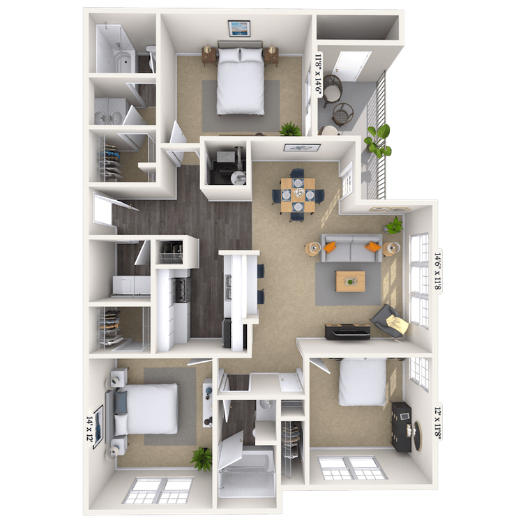 Floorplan image of unit 1907