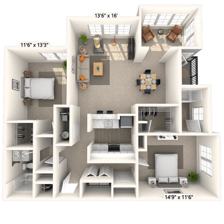 Floorplan image of unit 323