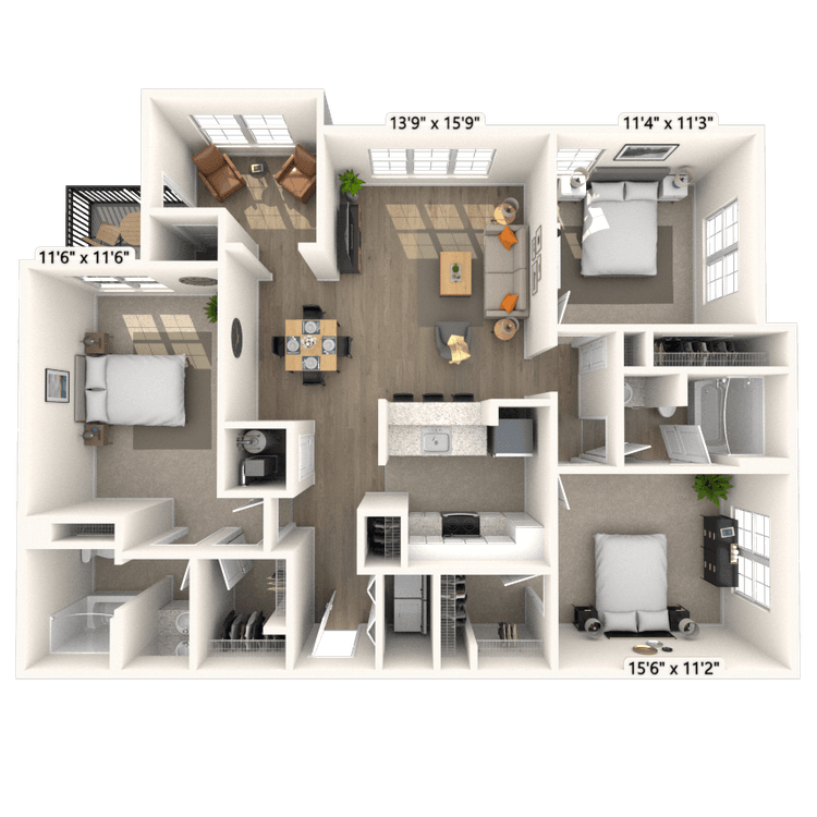 Floorplan image of unit 115