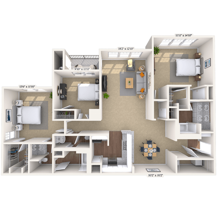 Floorplan image of unit 1225