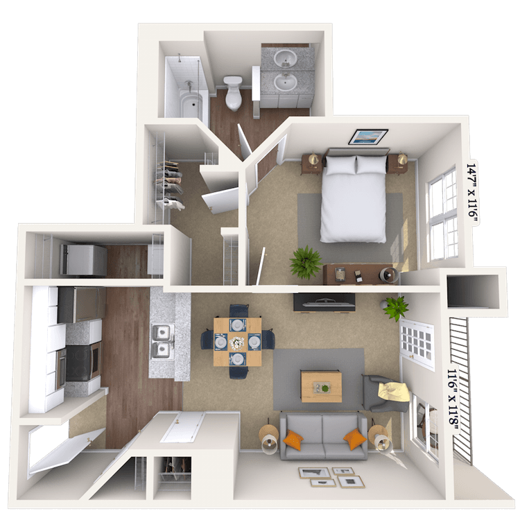 Floorplan image of unit 205