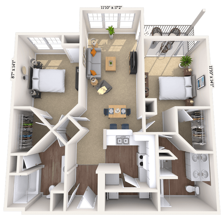 Floorplan image of unit 1225