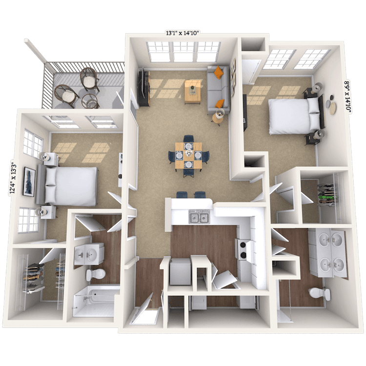 Floorplan image of unit 227