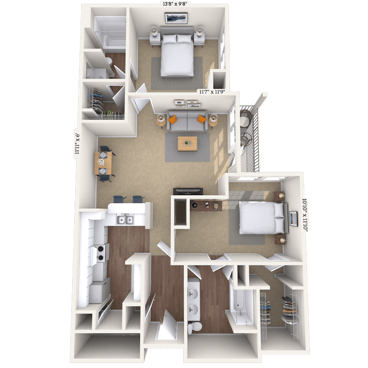 Floorplan image of unit 407