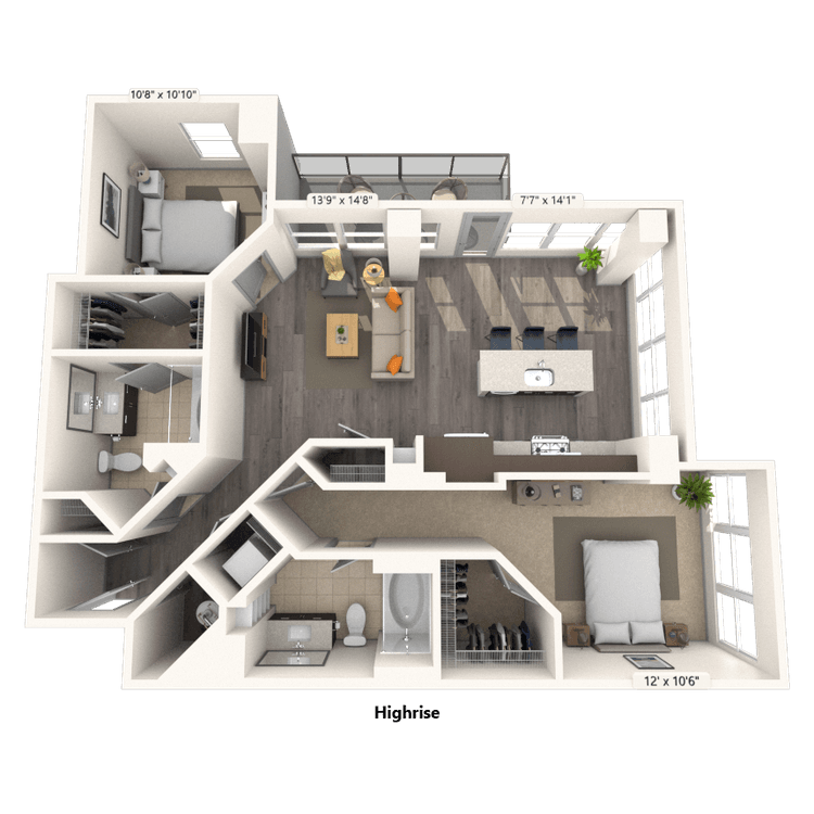 Floorplan image of unit 2211