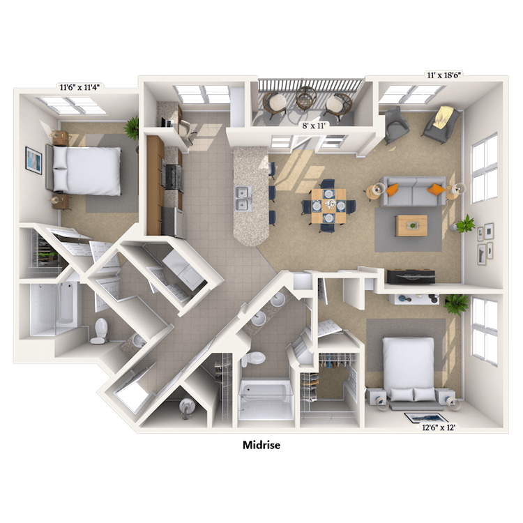 Floorplan image of unit 522