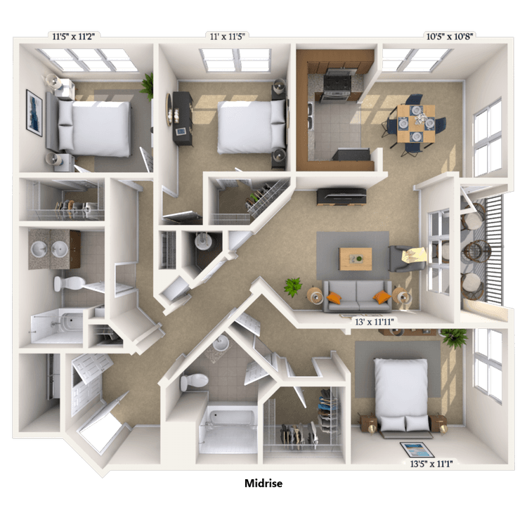 Floorplan image of unit 444