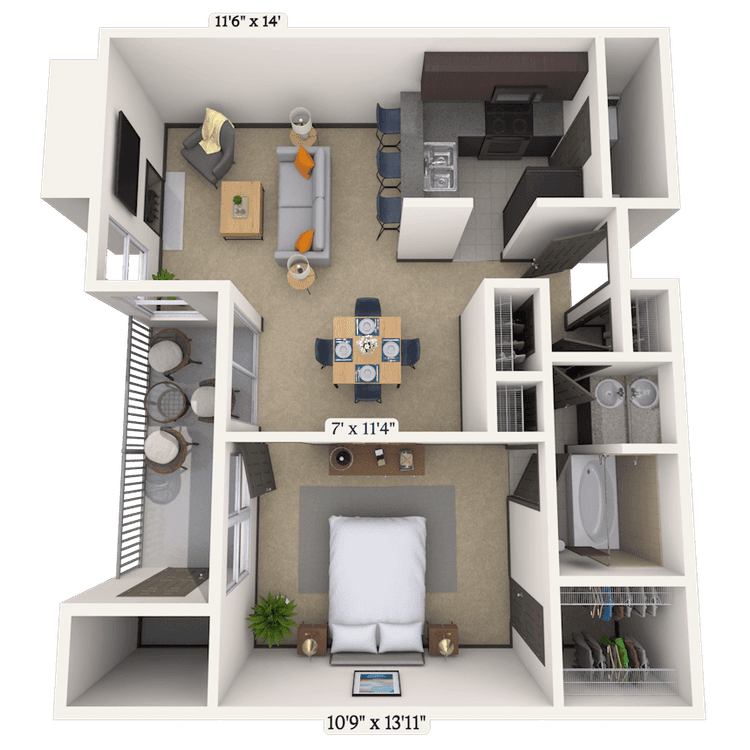 Floorplan image of unit 209B1525