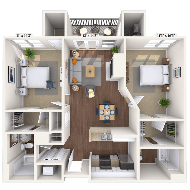 Floorplan image of unit 2232