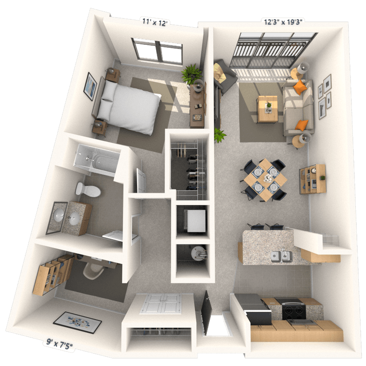 Floorplan image of unit 306JC2