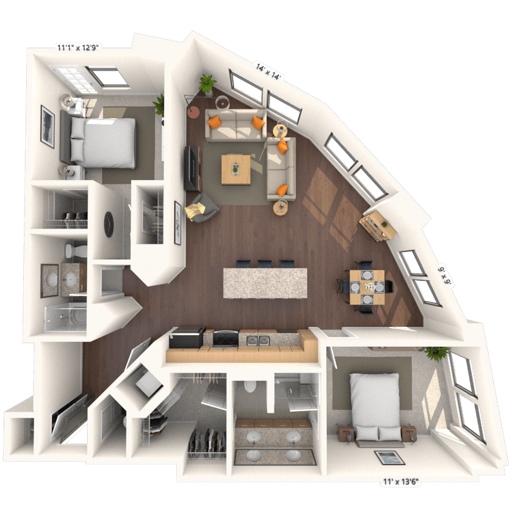 Floorplan image of unit 107HL2