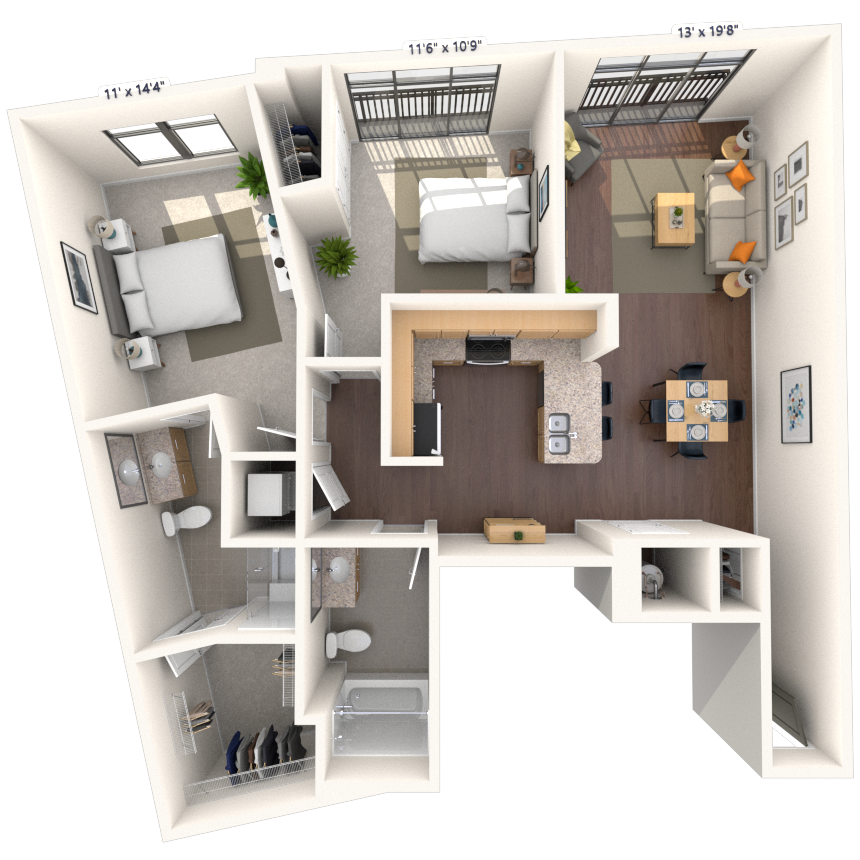Floorplan image of unit 305JC2