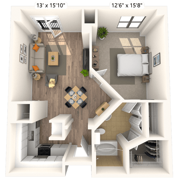 Floorplan image of unit 302