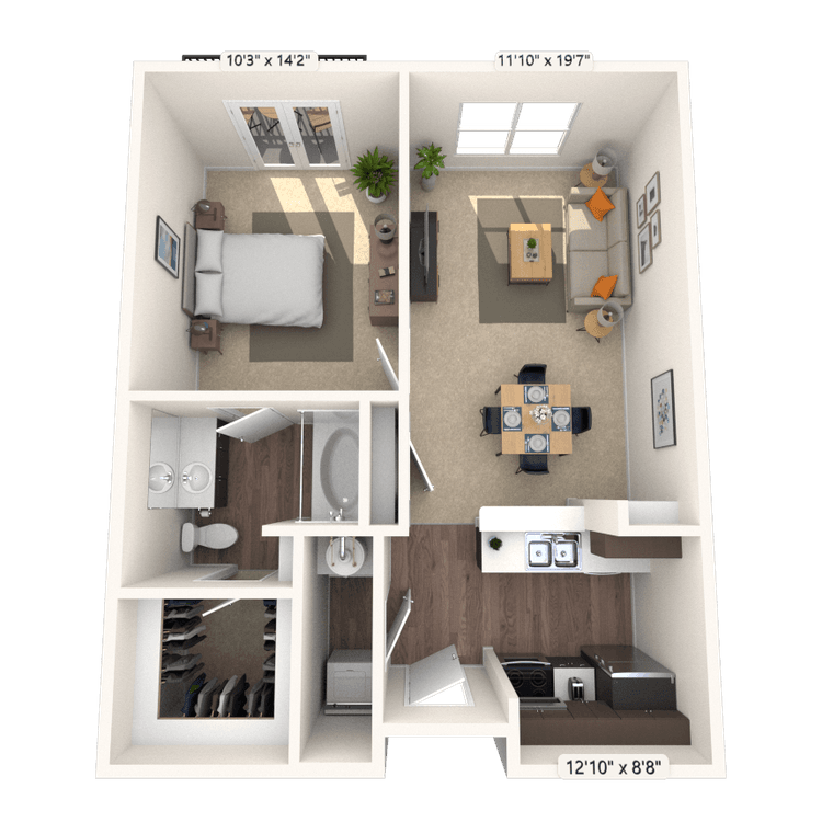 Floorplan image of unit 2319
