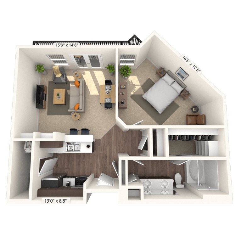 Floorplan image of unit 2308