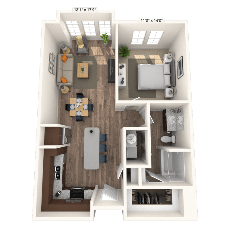 Floorplan image of unit 308