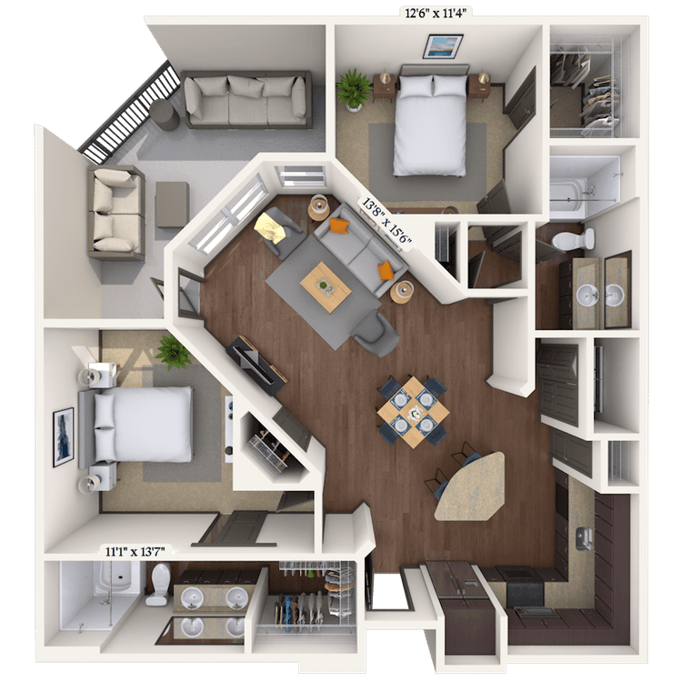 Floorplan image of unit 1018