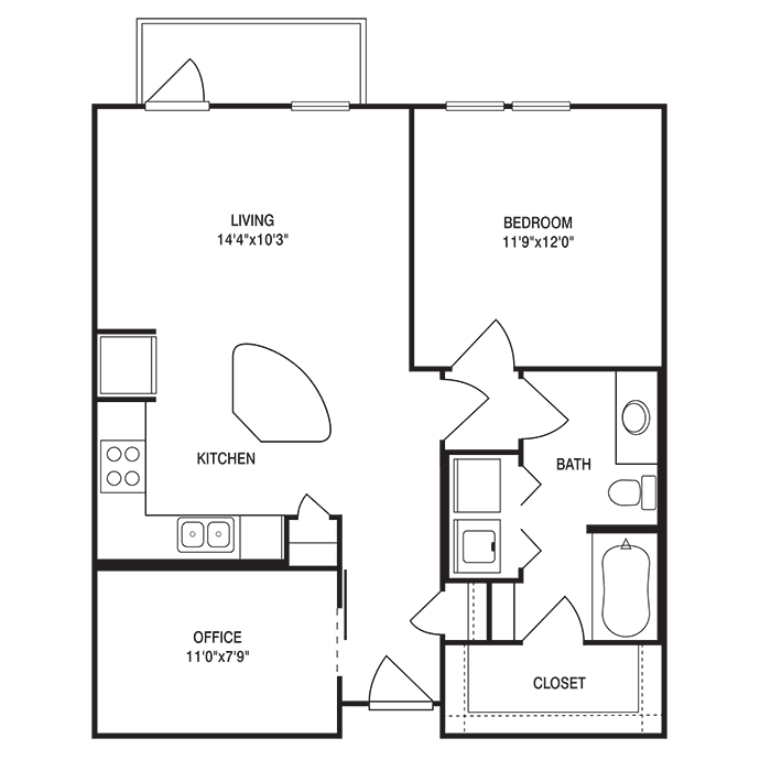 Floorplan image of unit 1075
