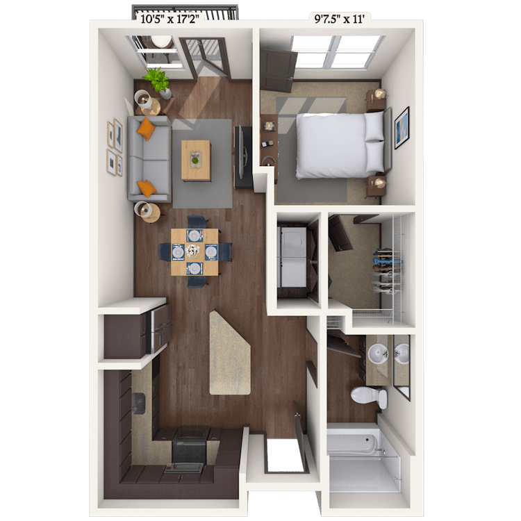 Floorplan image of unit 4017