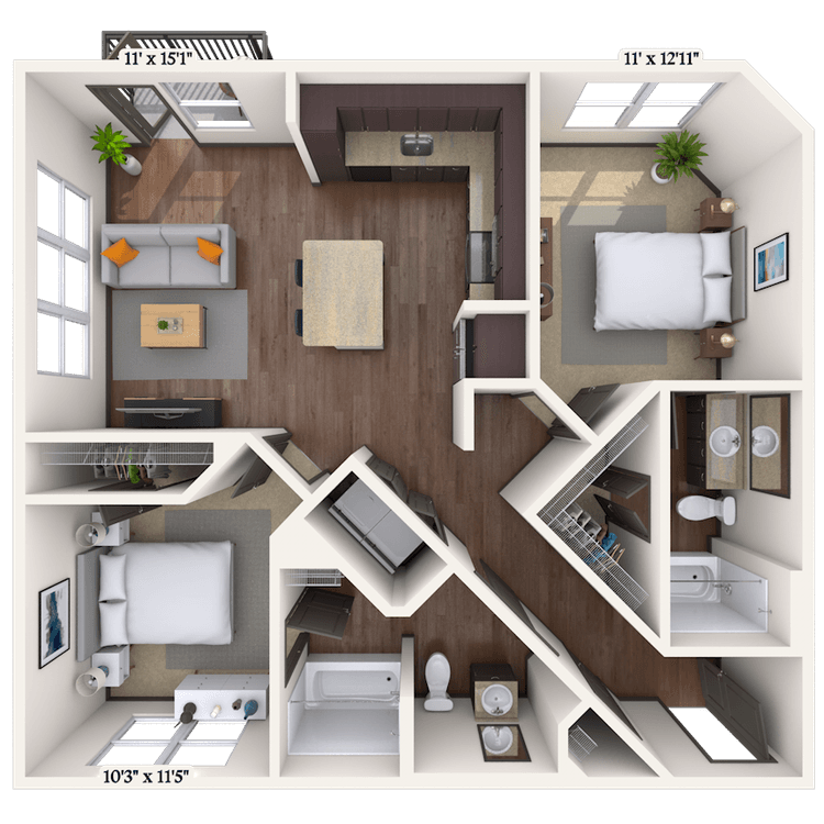Floorplan image of unit 4043
