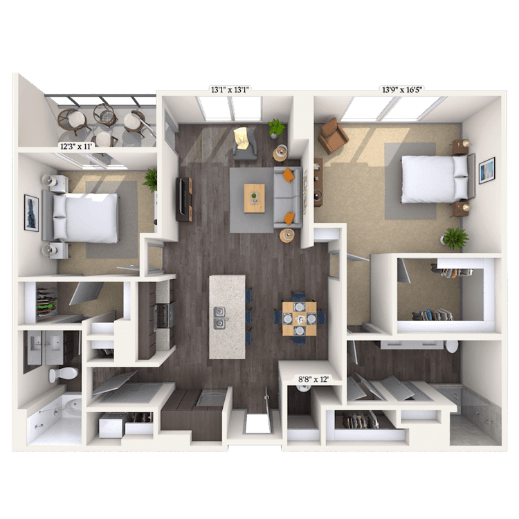 Floorplan image of unit 2205