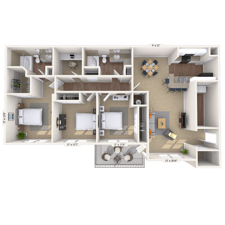 Floorplan image of unit 01625