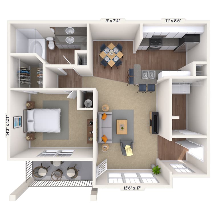 Floorplan image of unit 01115