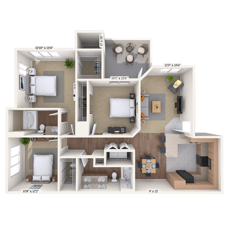 Floorplan image of unit 101058