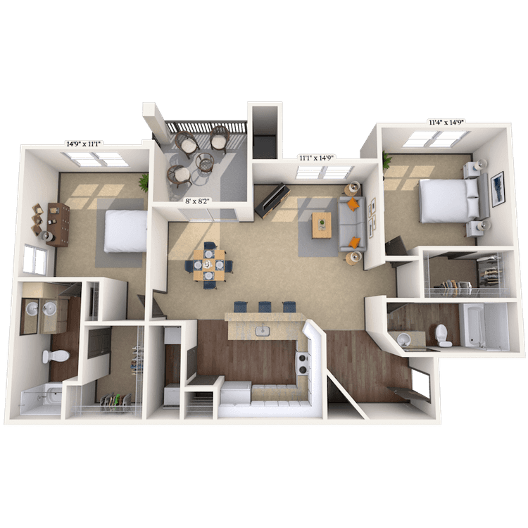 Floorplan image of unit 232327