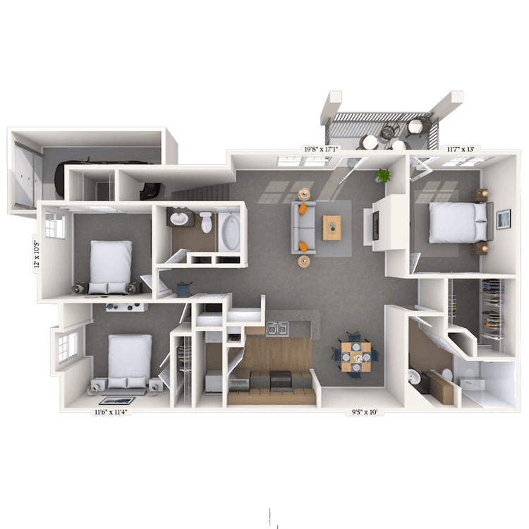Floorplan image of unit 101027