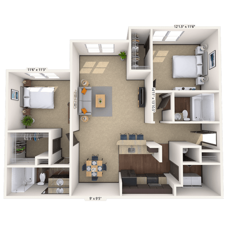 Floorplan image of unit 044323