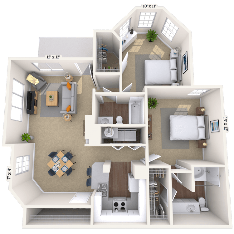 Floorplan image of unit 001129