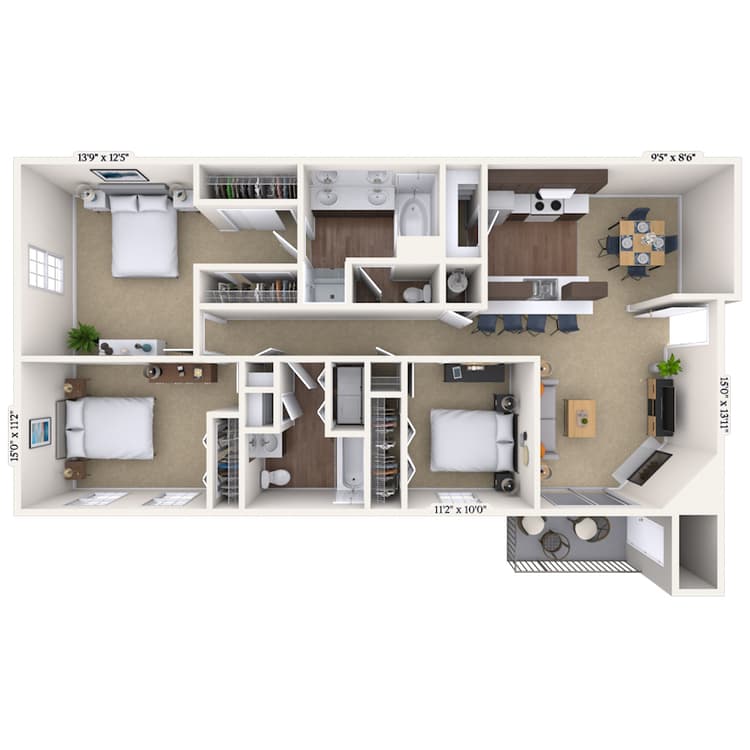 Floorplan image of unit 01018