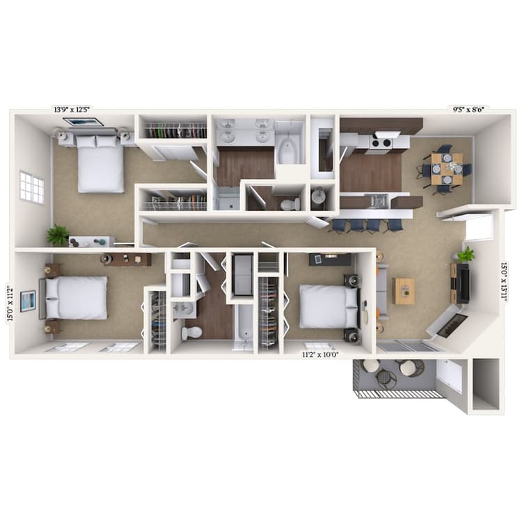 Floorplan image of unit 01107