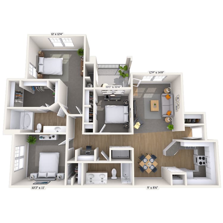 Floorplan image of unit 1358