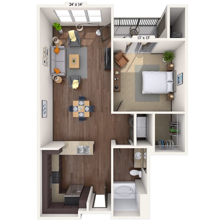 Floorplan image of unit 1077
