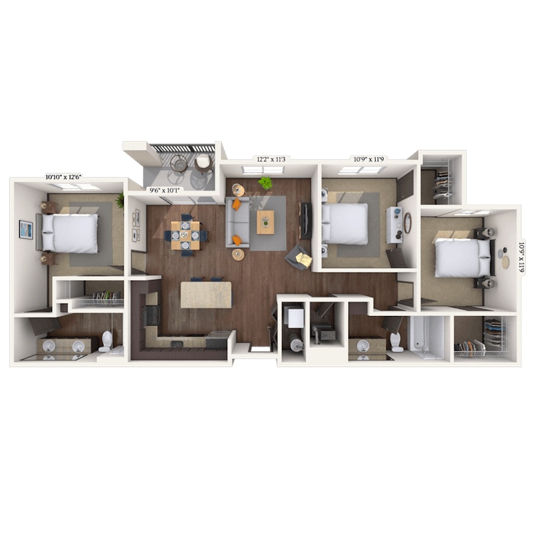 Floorplan image of unit 1085
