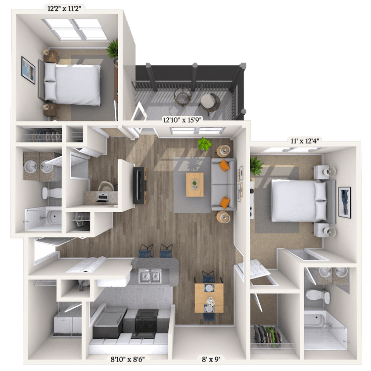Floorplan image of unit 0119-205