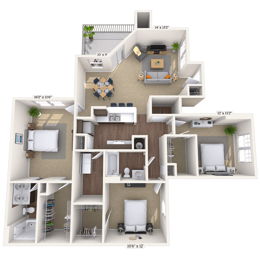 Floorplan image of unit 0114-206