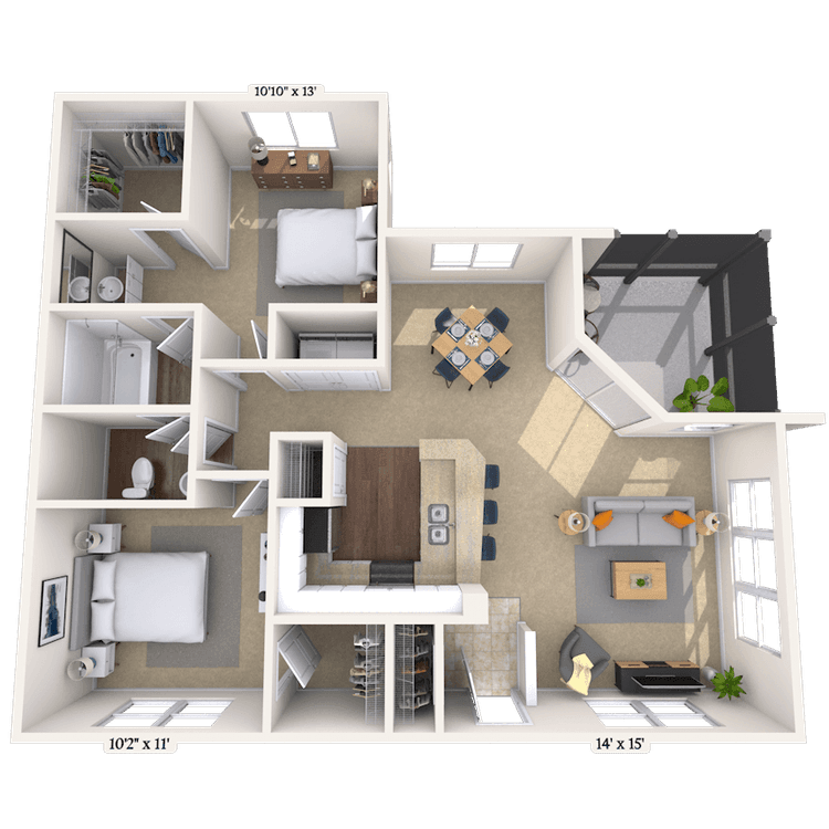 Floorplan image of unit 14107