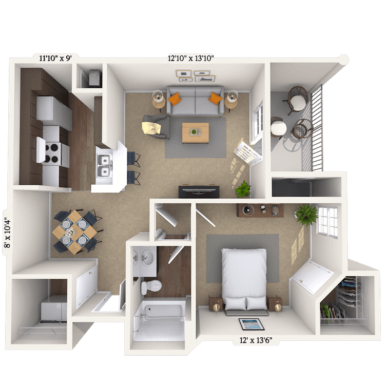 Floorplan image of unit 0110-204