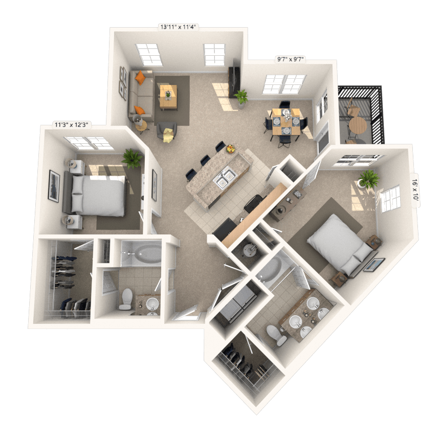 Floorplan image of unit 16205