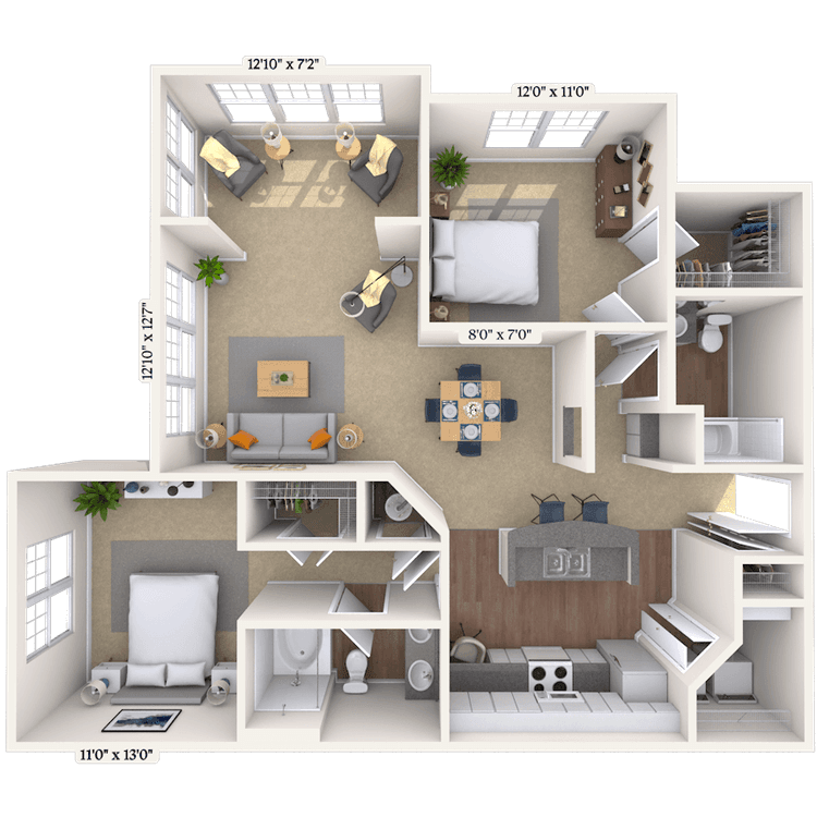 Floorplan image of unit 1212-208