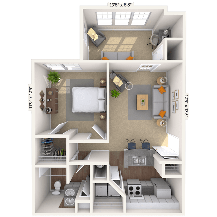 Floorplan image of unit 0606-204