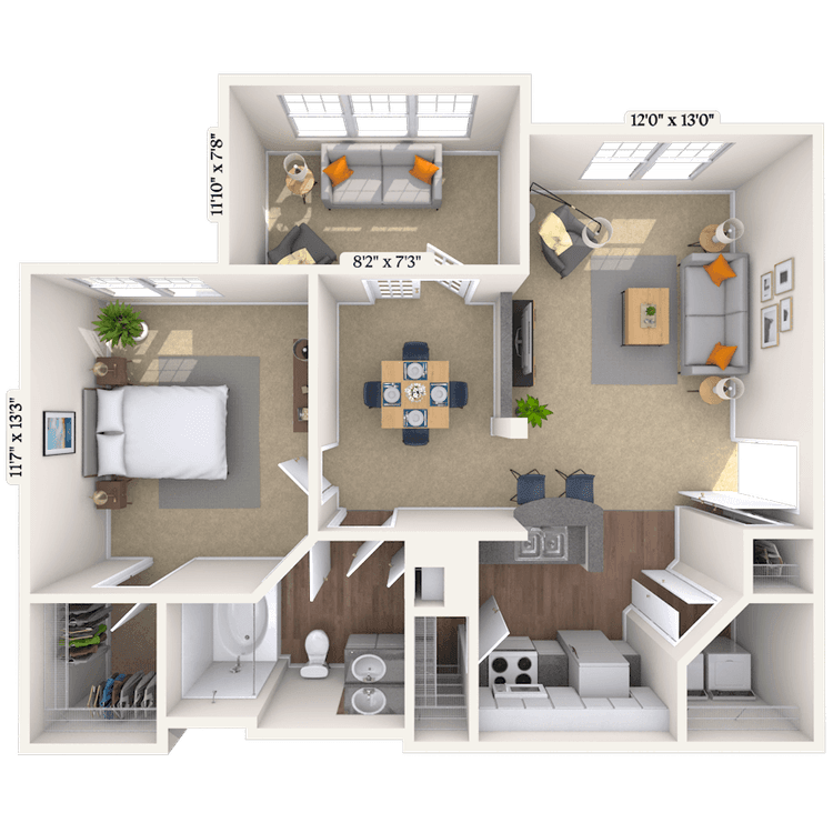 Floorplan image of unit 1111-305