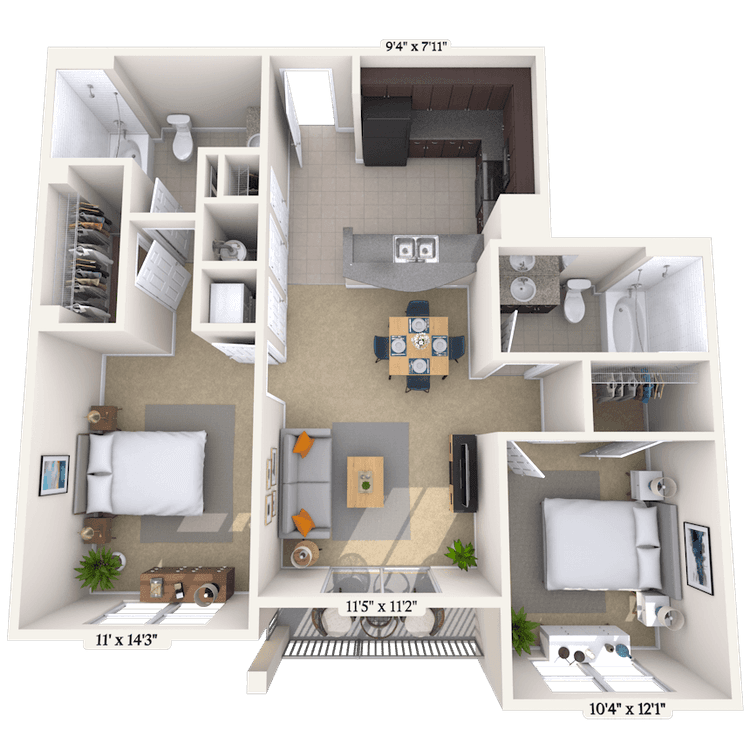 Floorplan image of unit 400-107